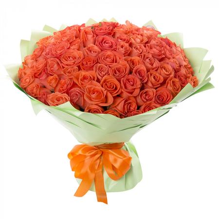 Букет из 101 оранжевой розы Кения